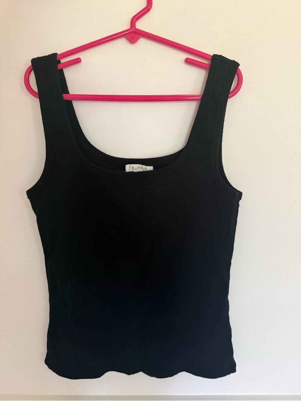 Z Supply Black Ribbed Scoop Neck Tank Top